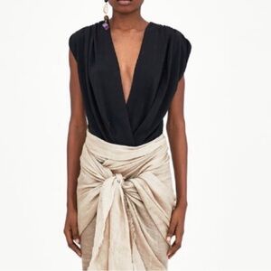 Drapped sleeveless bodysuit